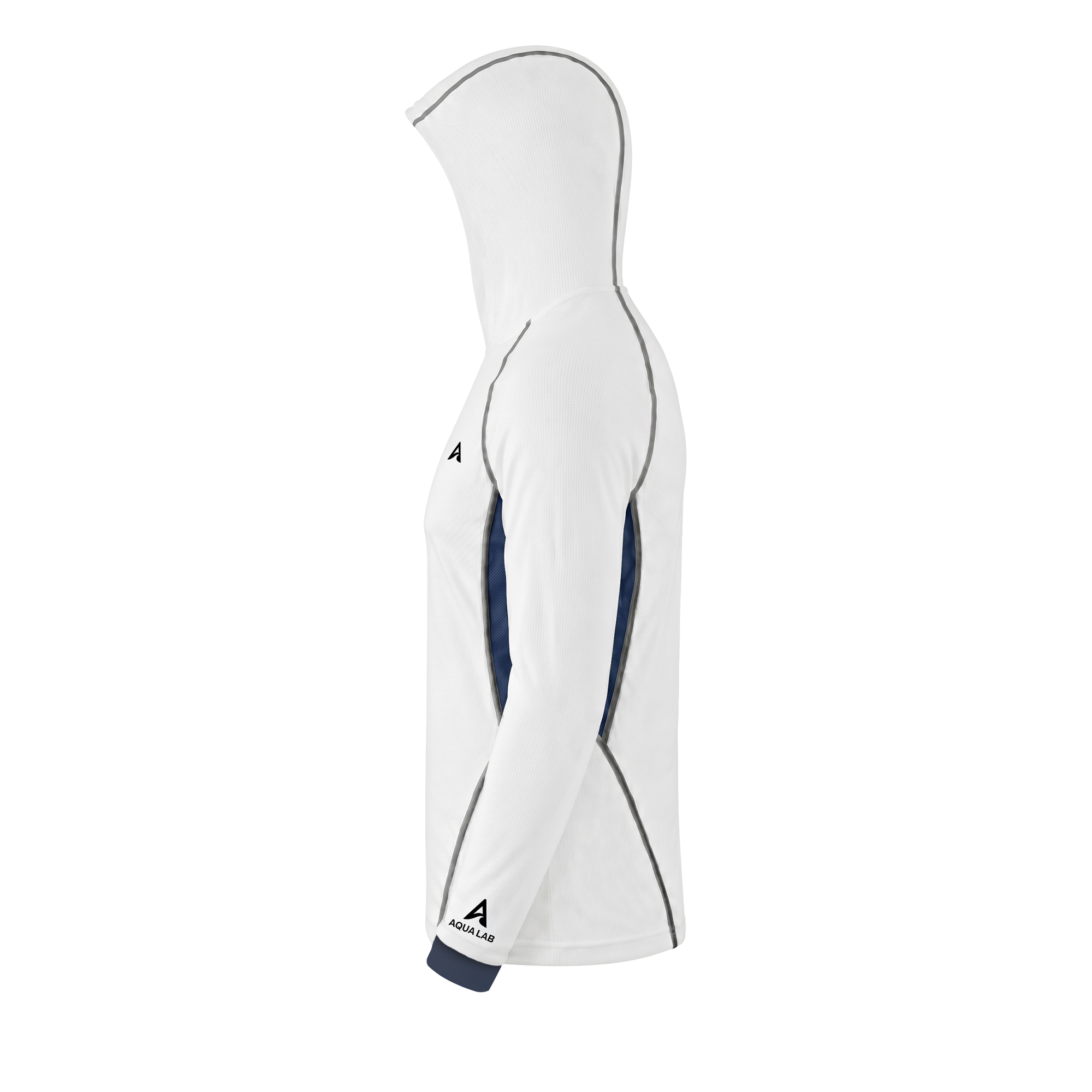 Aqualab Aero Crew Pique Hooded Men's Sweatshirt - White-Navy Blue