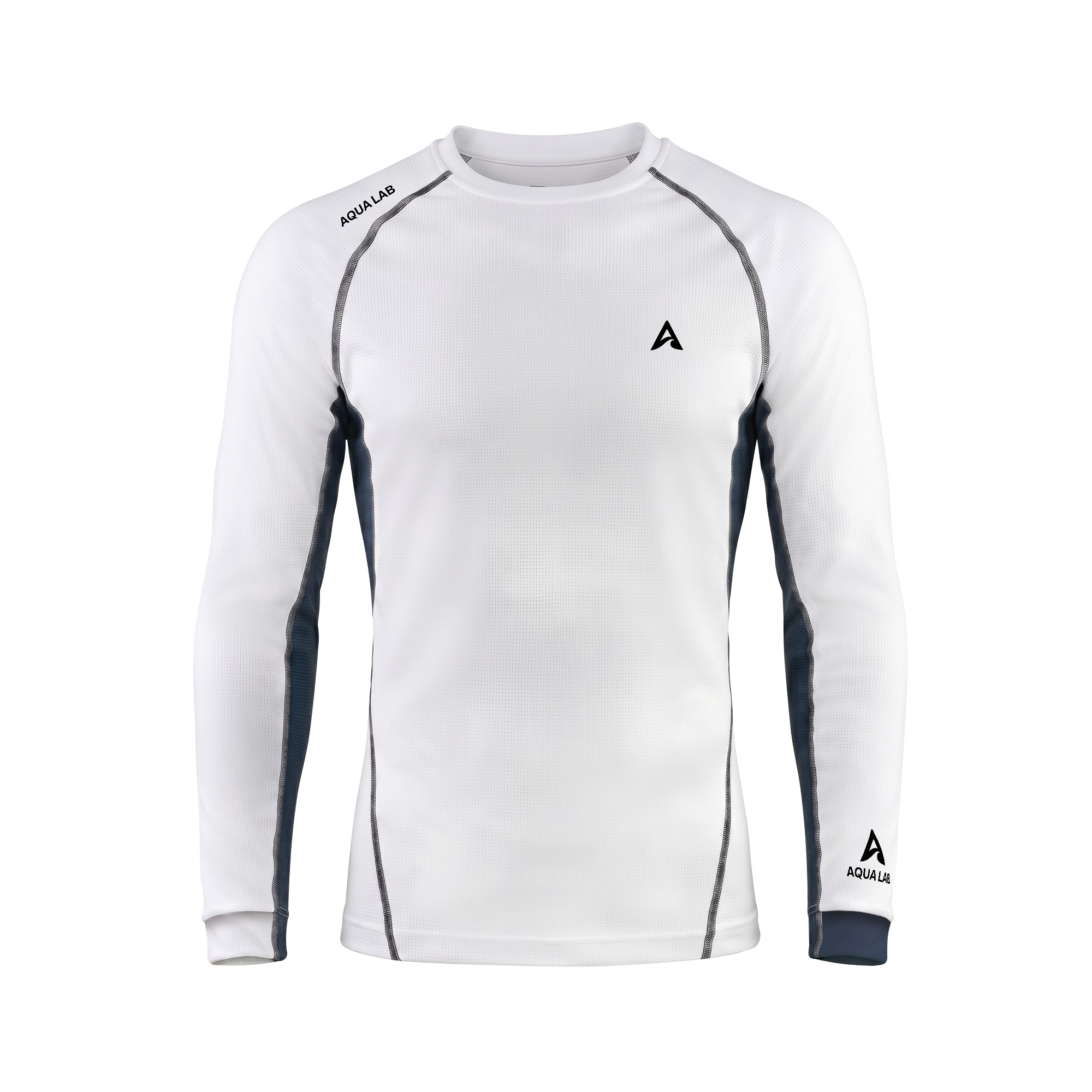 Aqualab Aero Crew Pique Long Sleeve Men's Long Sleeve T-Shirt - White-Navy