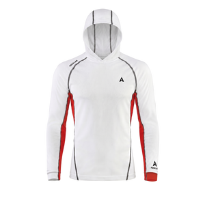 Aqualab Aero Crew Pique Hooded Erkek Sweat - Beyaz-Kırmızı